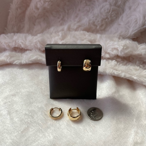 MIA FIORE Made In Italy 14kt Gold Polished Thick Chunky Huggie Earrings - Picture 10 of 13
